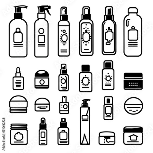 スキンケア用品とツールのアイコン｜Skincare Products and Tools Icon