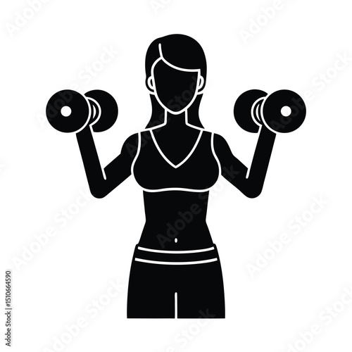 woman lifting weights on White Background