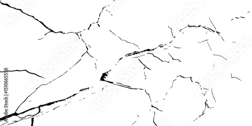 Old wall background crack vector, grunge, ground distress texture.Black crack texture. Cracked on a white background.
