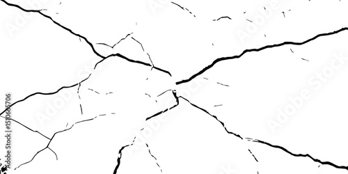 Old wall background crack vector, grunge, ground distress texture.Black crack texture. Cracked on a white background.
