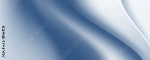 Abstract blue white luxury fabric wave background with copy space. Smooth liquid wave. Elegant shiny silk satin texture. Suit for wallpaper, cover, header, desktop, web, flyer. Vector illustration
