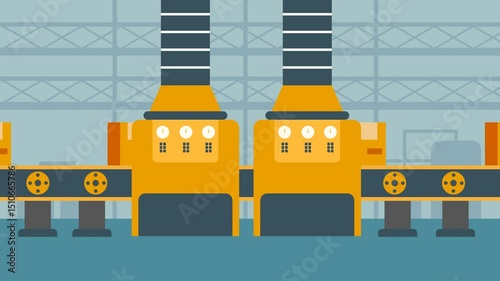 Industrial Automation Streamlined Production Line and Efficient Manufacturing Processes Looping Animation.