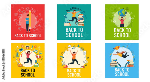 Back to School Colorful Illustrations Celebrating Education