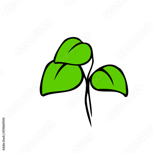 Triplets Leaves Two simple green leaves with clean cartoon outlines.