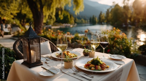 Lakeside outdoor dining experience
