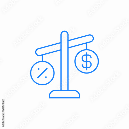 percentage dollar scale icon sign vector