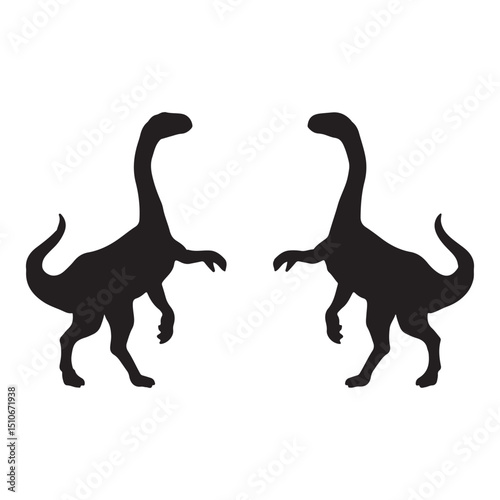 Dinosaur Silhouettes of Two Sauropod Dinosaurs