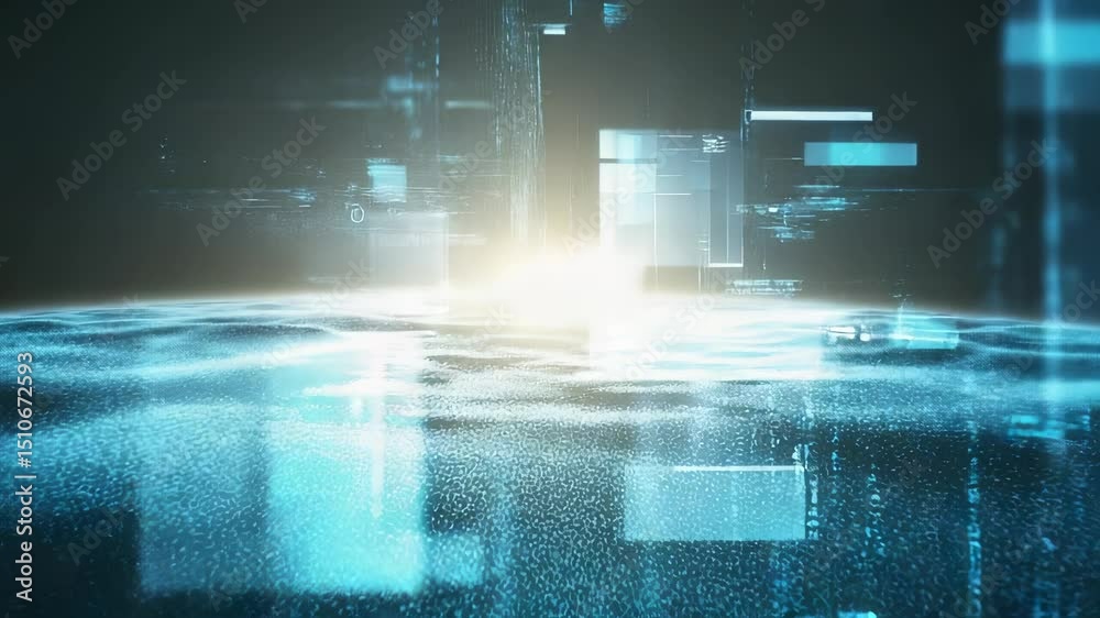 Enter a mesmerizing synthetic ocean of algorithms, witnessing code fragments orbit and disintegrate as they accelerate through a data stream, creating shifting fractal patterns