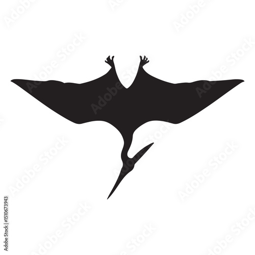Pterodactyl silhouette flying prehistoric bird