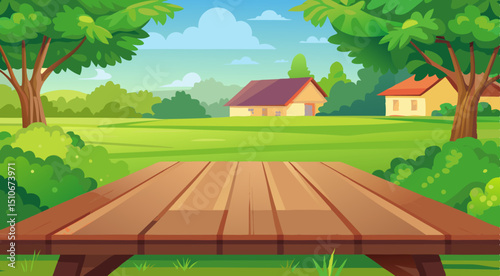 rural landscape with wooden house