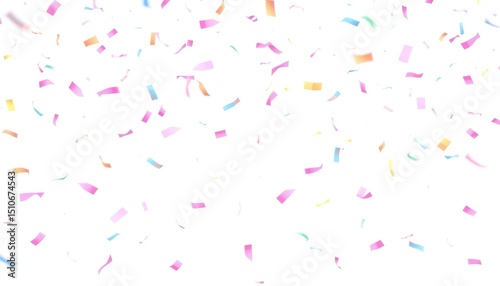 Pastel Confetti Falling on White Backdrop for Party Celebration Events