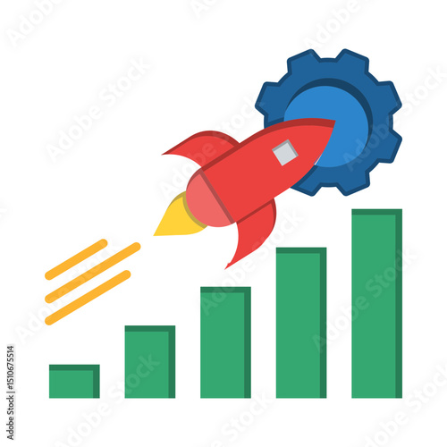 Business Growth Rocket Illustration