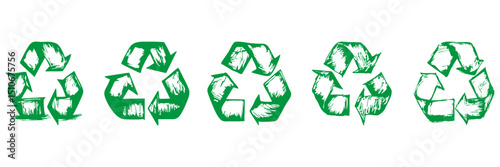 Recycling Symbol Variations Silhouette Set. Eco-Friendly Design Elements For Sustainability And Environmental Awareness. Isolated Vector Illustration Collection
