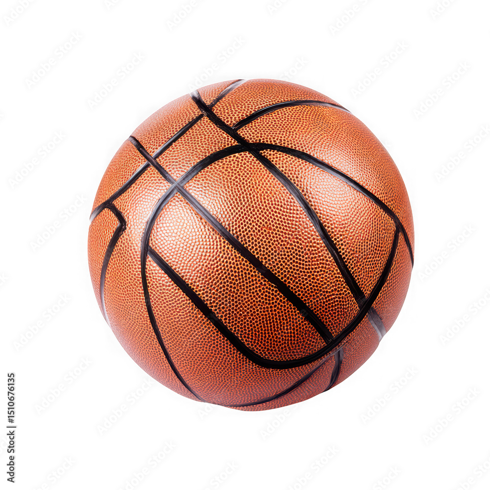 Fototapeta premium Basketball with black lines isolated on transparent background, png