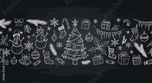Chalkboard Christmas Doodle Banner