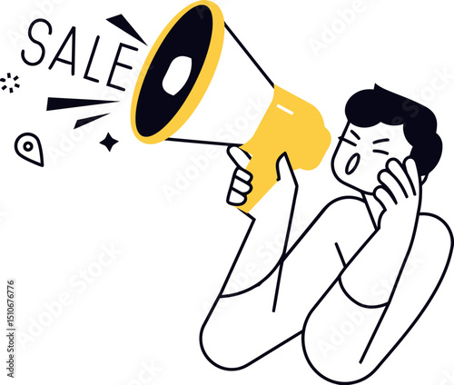 Sale announcement megaphone marketing promotion advertising discount offer promotion announcement speaker 100 vector art illustration