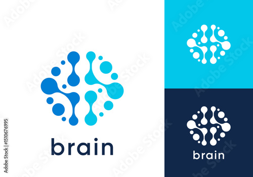 brain logo design. neuron technology medical health vector design concept	
