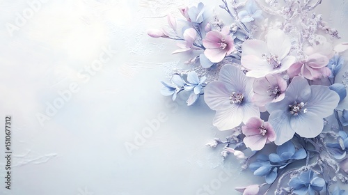 Pastel flowers on light blue background (1)