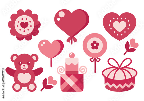 Adorable Valentine's Day Clipart Hearts, Teddy Bear, and Sweets