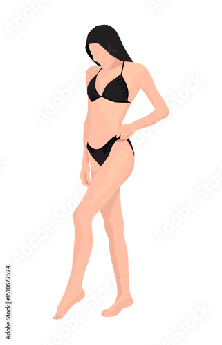 young woman in bikini isolated. Lady with with perfect slim body. 