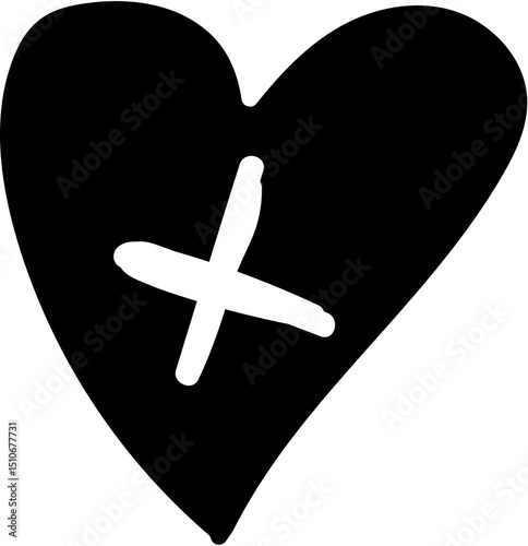 Heart with Cross Doodle