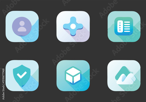 Modern App Icons User Profile, Medical, Document, Security, 3D Cube, Cloud