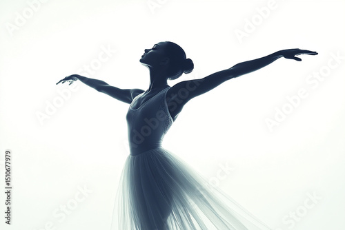 Woman ballet pose arabesque silhouette