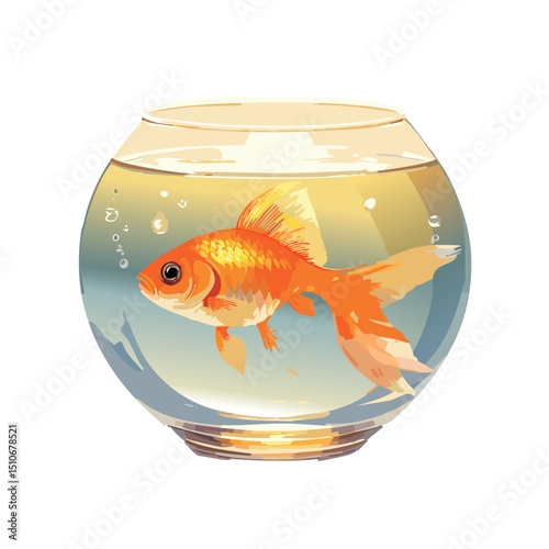 small Goldfish in a goldfish bowl