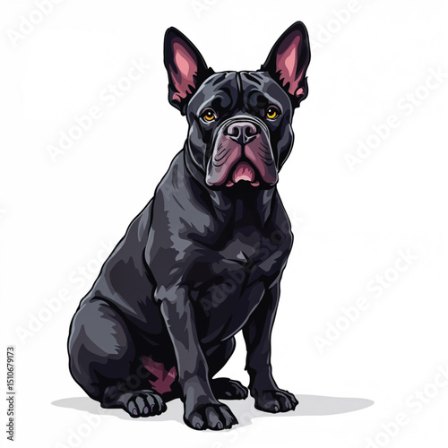 Adorable Cartoon Cane Corso dog sitting Vector Illustration