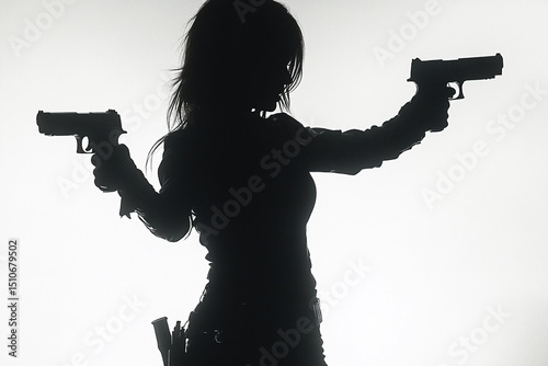 Woman dual-wielding pistols