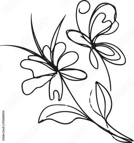 Hand drawn flat design simple flower outline