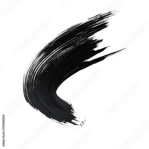 Black mascara stroke isolated on transparent background, png