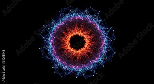 Abstract Circle with Networked Lines