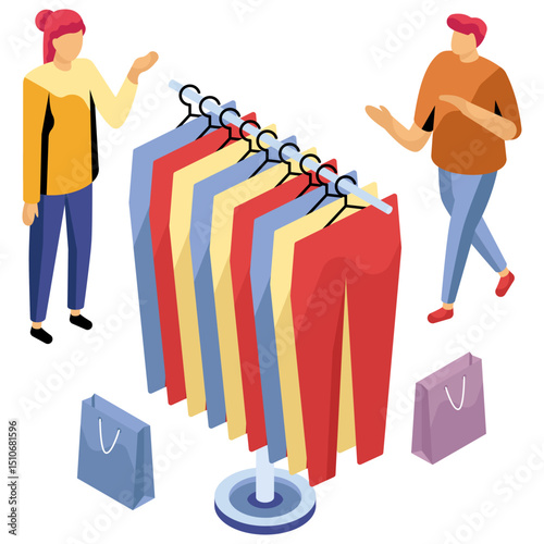 Editable design illustration of trouser racks 