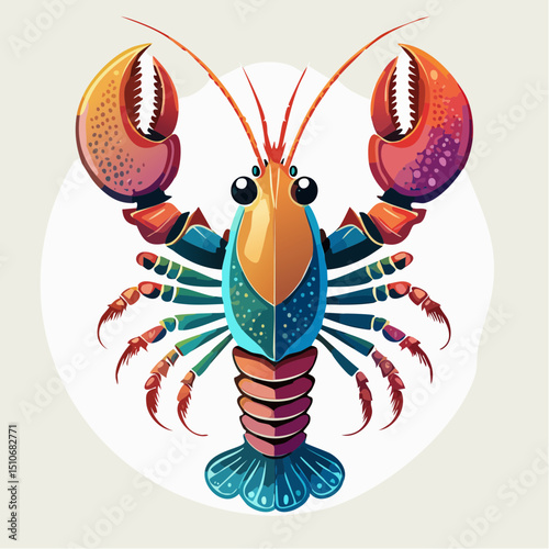 Vibrant Sea Creature: A captivating artistic rendering of a vibrant lobster showcases its colorful shell and striking pincers, bringing to life the beauty of marine life in exquisite detail.