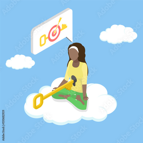 3D Isometric Flat Vector Illustration of Skills To Solve Problem, Unlock Your True Potential, A Key To Success In Career And Business