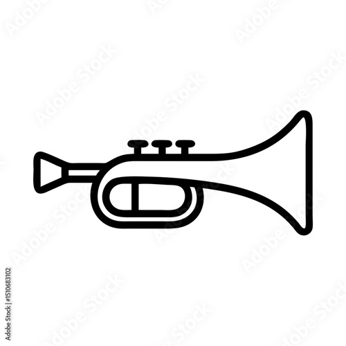 Trumpet icon, monochrome line art, for music websites
