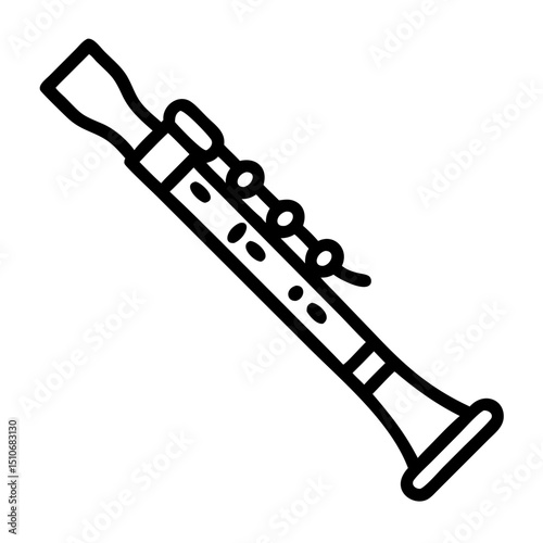 Oboe icon, line art style, black and white, for music websites