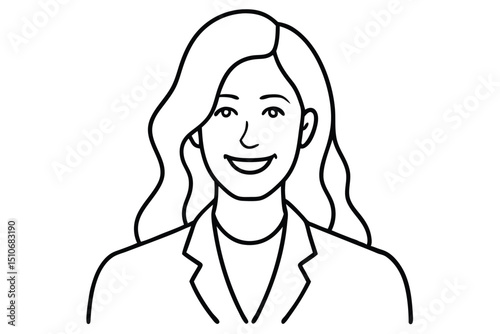 Smiling blonde business woman line art vector illustration