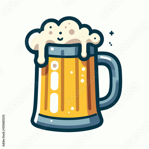 Cartoon beer mug with foam