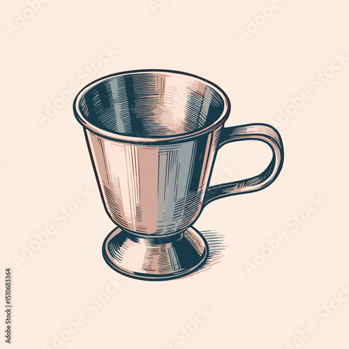 Vintage metal cocktail mug illustration