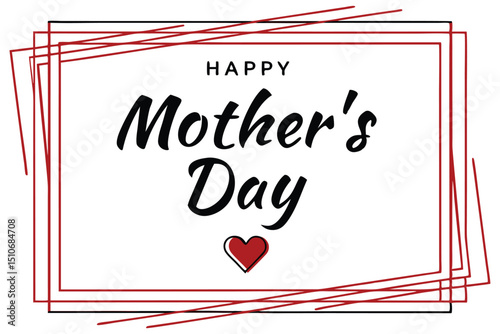 Celebratory happy mothers day greeting card featuring a heart symbol and decorative frame design