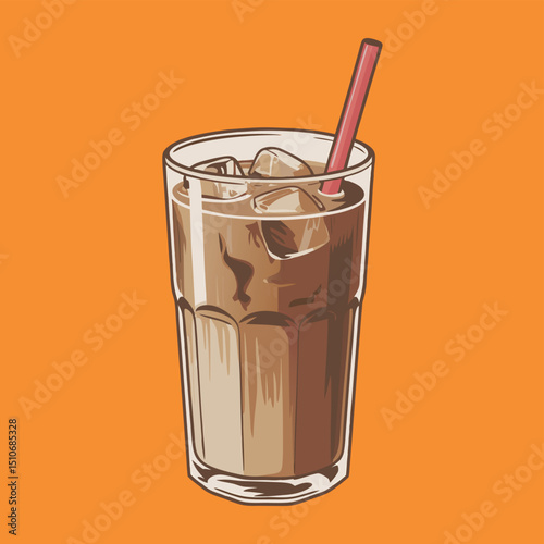 vector illustration of a glass of cold coffee