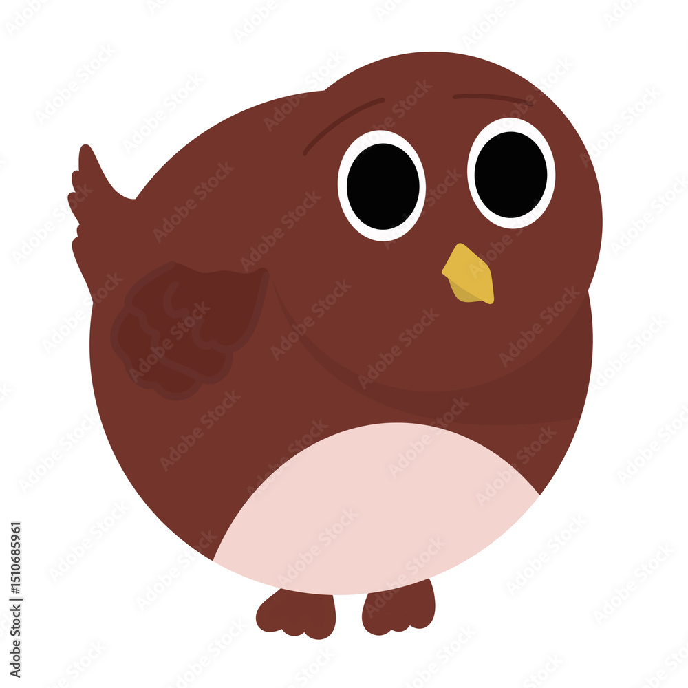 Fototapeta premium Cute Round Brown Bird PNG Clipart