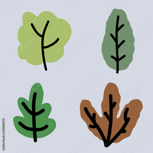 Simple Bushes Vector Illustration Set