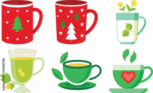 Japaneese ethnic and national tea ceremony. Matcha icons set. Traditions of teatime. Decorative elements for your design. Vector Illustration with party symbols on white background.
