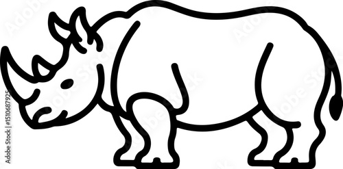 Rhino vector illustration featuring a wild animal silhouette on a white background