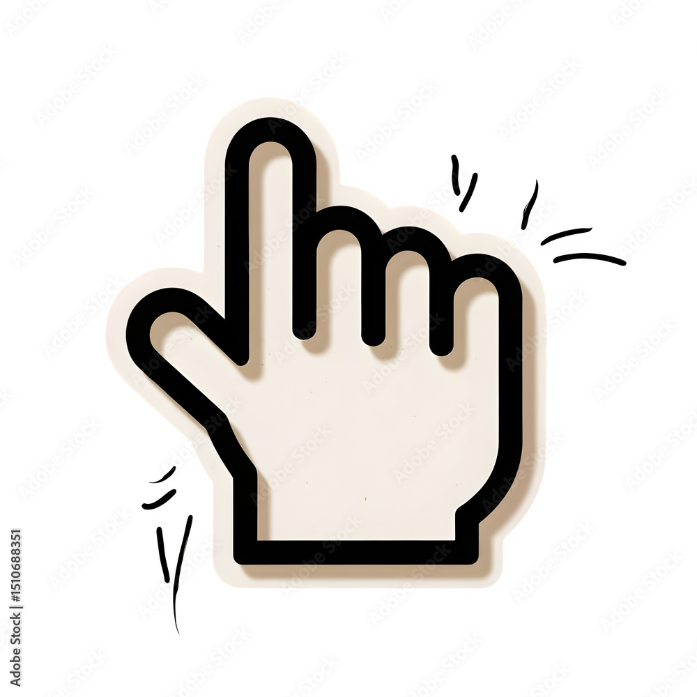 Fototapeta premium Hand cursor pointing up isolated on transparent background