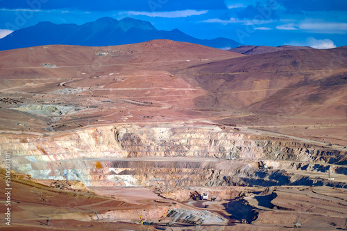 Aerial view of a copper mine at the altiplano of the Atacama Desert in northern Chile.