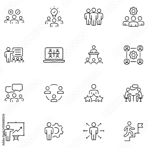 sets of business teamwork icons 